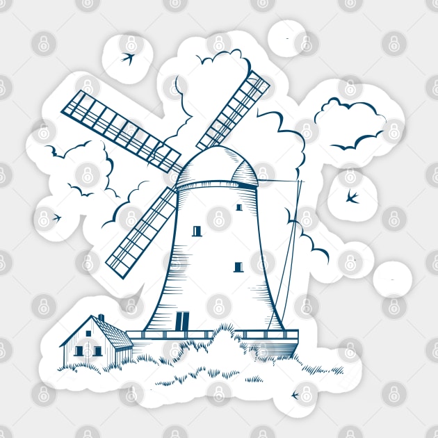 Dutch windmill Sticker by Avisnanna